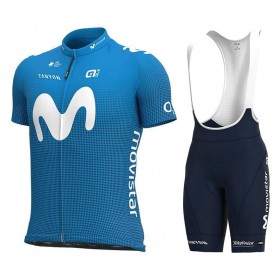 Fahrradbekleidung Radtrikot Kurzarm + Trägershorts 2021 Movistar Team N001